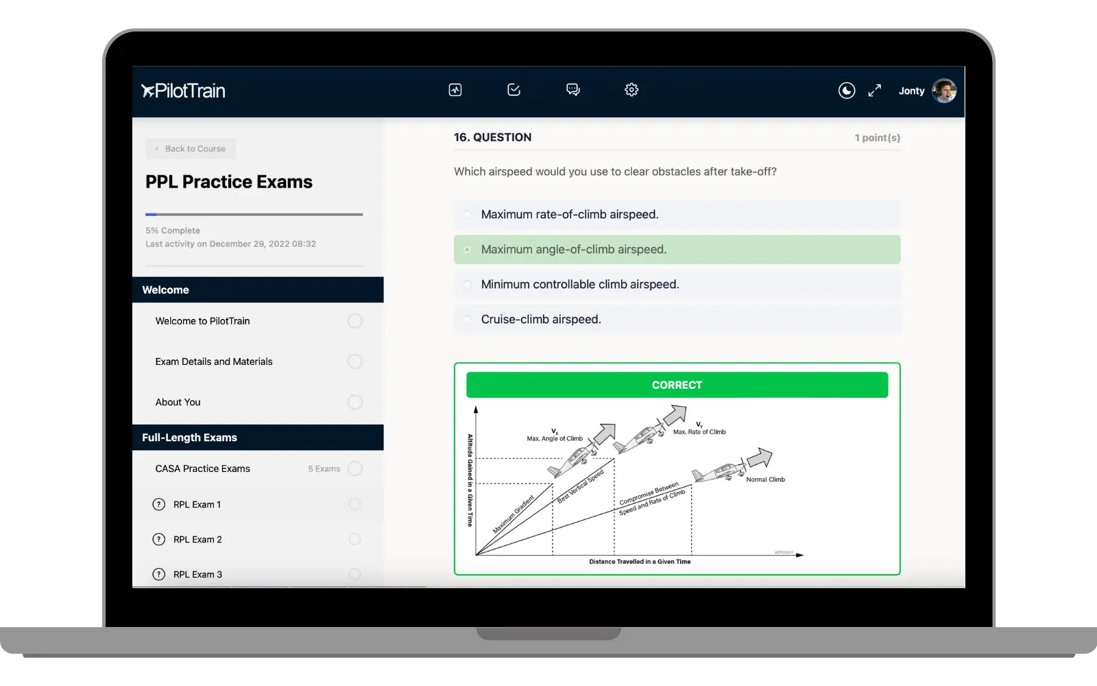 PilotTrain practice exams on desktop, tablet and phone